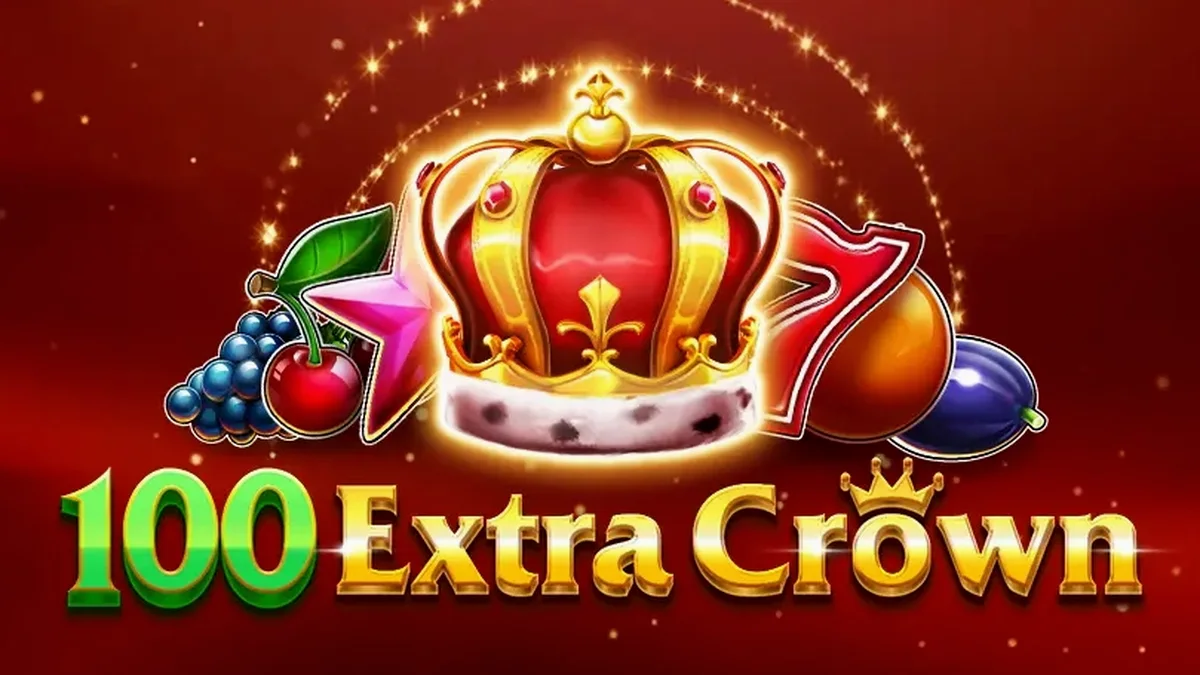 Tampilan visual slot 100 Extra Crown dengan simbol buah dan mahkota